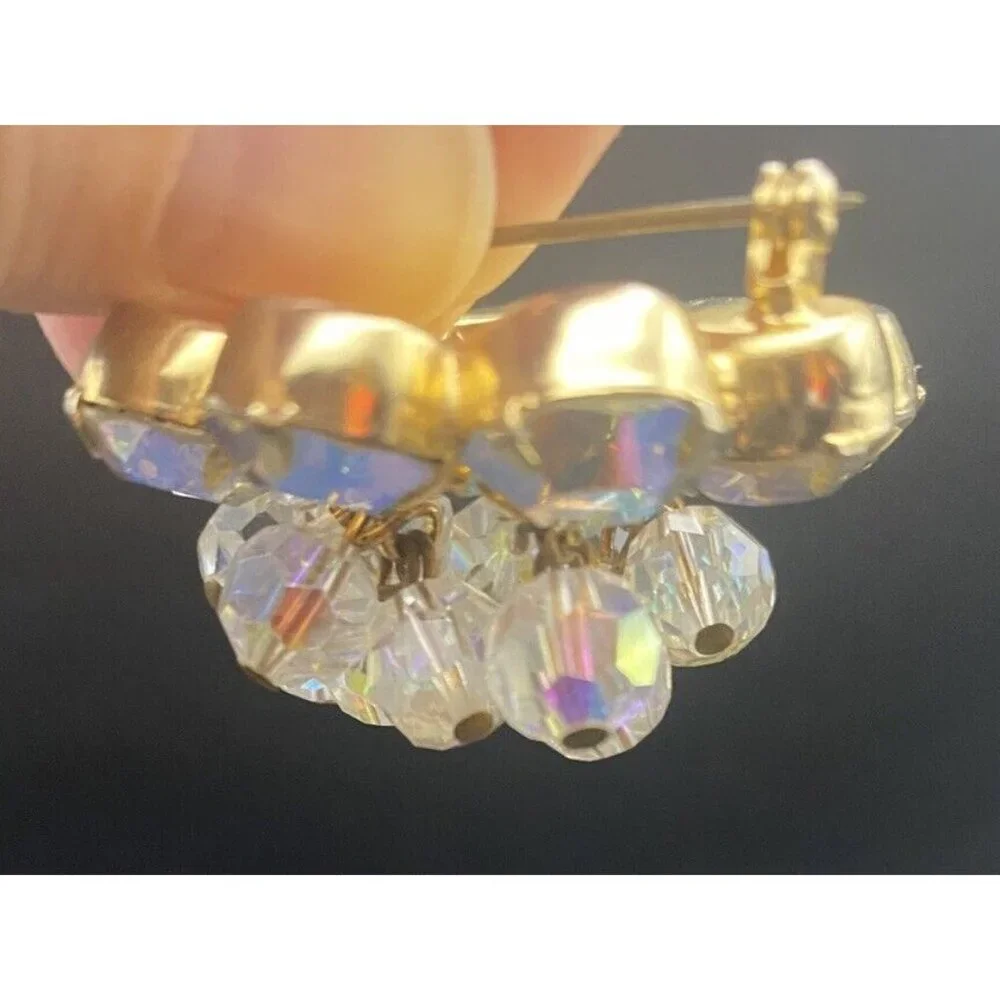 Vtg Brooch Juliana Attributed Unsigned AB Crystal Cha Cha Gold Plated 1.75 Inch - Picture 8 of 8